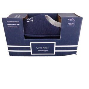 NIB Club Room Men's Best Embroidered Slippers Navy Blue Size XL 12-13